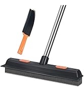 LandHope Carpet Rake for Pet Hair Remover Long Handle with Squeegee, Rubber Broom Carpet Brush No...