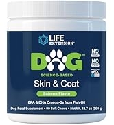 Life Extension Dog Skin & Coat - Dog Food Supplement for Healthy Skin and Coat – Omega-3 Fish Oil...