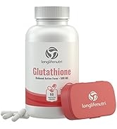 LongLifeNutri Reduced L Glutathione 500mg GSH - 60 Veg Caps | Complex with Milk Thistle & Alpha L...