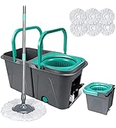 Midyb Spin Mop and Bucket, Mop and Bucket with Wringer Set for Home, Stackable Spin Mops with Foo...