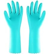 Household Dishwashing Cleaning Gloves with Latex Free, Cotton Lining,Kitchen Gloves 2 Pairs (blue...