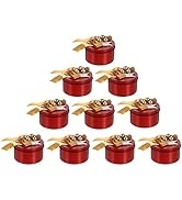 Cabilock 10Pcs Christmas Candy Tins with Bow and Berry Tinplate Empty Tins Xmas Card Tin Box Cook...