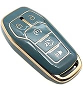 Key Fob Cover Compatible with Ford Fusion F-150 Edge Explorer Mustang Lincoln MKZ MKC TPU Remote ...