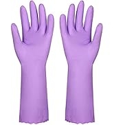 Household Dishwashing Cleaning Gloves with Latex Free, Cotton Lining,Kitchen Gloves 2 Pairs (Purp...