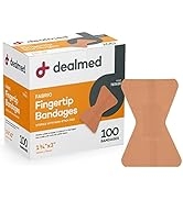 Dealmed Fabric Fingertip Flexible Adhesive Bandages – 100 Count (1 Pack) Bandages with Non-Stick ...