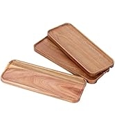 Solid Acacia Wood Serving Trays and Platters (14 x 5.5 in) Rectangular Wooden Serving Platters,Wo...