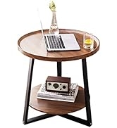 ZHANYUN 2-Tier Sofa Side Table, Modern Small Round End Table, Ideal as Bedside Table, Space-Savin...