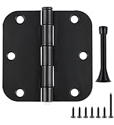 Matte Black Door Hinges 3.5 Inch Rounded Interior Hinges for Doors 3.5" Door Hardware 3 1/2 Inch ...