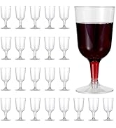 MATANA 48 pc Clear Plastic Wine Glasses with Stem for Parties (6oz) - Plastic Wine Cups, Wine Gob...