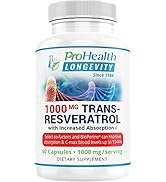 ProHealth 1,000 mg Trans-Resveratrol. 99.5% Pure, 15X Better Absorption from 420mg Polyphenol Com...