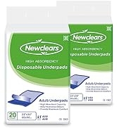 Newclears Adult Disposable Underpads, 23 x36 inch - 2pack(40count), for Disability Postnatal Pati...