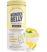 Wonderbelly Maximum Strength Antacid Chewable Tablets, 1000mg Calcium Carbonate, Instant Heartbur...