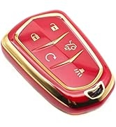 FEYOUN Key Fob Cover Compatible with Cadillac ATS SRX CT6 CTS XT5 XTS Escalade ESV Smart 5 Button...