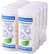 XyloBurst Sugar-Free Xylitol Mint Candy Jars, 60 Pieces Per Jar - Pack of 8 (Peppermint Mints)