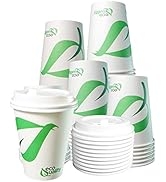 12 oz Paper Cups with White Dome Lids - Disposable White Paper Coffee Cups Supplies Restaurant Goods