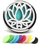 Car Aromatherapy Essential Oil Diffuser Locket Lotus Pattern Stainless Steel Car Air Fresheners V...