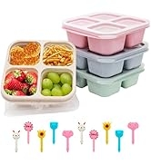 Luriseminger 4 Pack Bento Lunch Box，4 Compartment Snack Containers，Divided Bento Snack Box，Meal P...