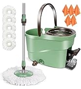 Midyb Spin Mop and Bucket Set, 360 Spinning Mop and Bucket with Wringer & Foot Pedal, Spinner Mop...