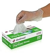 Dealmed Medical Exam Gloves – 100 Count Vinyl Exam Gloves, Disposable Gloves (S, M, L, XL)