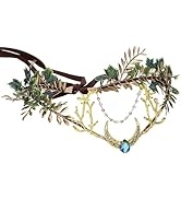 MOSTORY Handmade Flower Fairy Moon Crown - Woodland Elf Headpiece Forest Floral Circlet for Women...