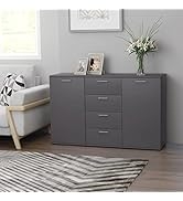 GOLINPEILO Modern Sideboard Buffet Cabinet with 2 Doors and 4 Drawers, Side Storage Cabinet, Entr...