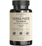 VINATURA Yerba Mate Taurine 1400mg *USA Made & Tested* Energy Pull Enhanced Panax Ginseng Vitamin...