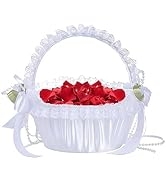 Wedding Basket, Flower Girl Basket Wedding Flower Girl Basket Wedding Petal Basket Ivory Flower G...