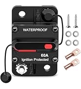 Nilight 60A Circuit Breaker Resettable 12-48V DC Manual Reset w/Copper Wire Lugs Surface Mount Ov...