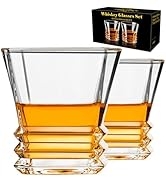 PARACITY Whiskey Glasses Set of 2, Old Fashioned Cocktail Glass, 10 OZ Whiskey Glasses, Bourbon G...