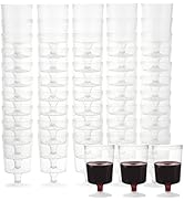 MATANA 50 pc Clear Plastic Wine Glasses with Stem for Parties (6oz) - Plastic Wine Cups, Wine Gob...