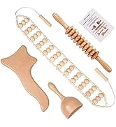 4-in-1 Maderotherapia Kit Wood Therapy Massage Tools Wooden Massager Roller Rope for Lymphatic Dr...