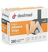 Dealmed Assorted Flexible Adhesive Bandages – 280 Count (1 Pack) Sterile Bandage Strips with Non-...