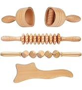 5-in-1 Wood Therapy Massage Tools Lymphatic Drainage Massager Wooden Massager Body Sculpting Tool...