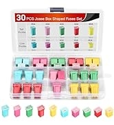 Nilight 30pcs Jcase Car Fuse Assortment Kit Low Tall STD Profile Box Shaped Fuses Car Fuses Repla...