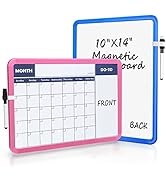 2-Pack Small Whiteboard Calendar, 2-Sided Monthly Magnetic Dry Erase White Board for Wall, Fridge...