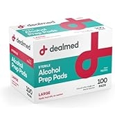 Dealmed Alcohol Prep Pads – 100 Count Large Size Alcohol Pads, Latex-Free Alcohol Wipes, Gamma St...