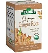 Tadin Organic Ginger Root, Caffeine Free, 20 Tea Bags Per Box, Pack of 6