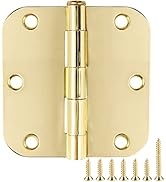 Door Hinge 3 1/2" 18 Pack Rounded Door Hinges Polished Brass 3.5"x 3.5 Inch Hinges for Doors Inte...