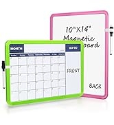 2-Pack Small Whiteboard Calendar, 2-Sided Monthly Magnetic Dry Erase White Board for Wall, Fridge...