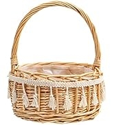 Cabilock Flower Girl Baskets Rattan Woven Basket with Handles Easter Eggs Candy Basket Basket Wed...