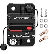 Nilight 50A Circuit Breaker Resettable 12-48V DC Manual Reset w/Copper Wire Lugs Surface Mount Ov...