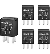 Nilight SPST Multi Purpose Relay 12V 5 Prong Fuel Pump Relay 5Pack 35A/20A Ultra Micro ISO Automo...