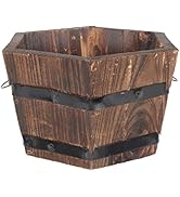 Cabilock Whiskey Barrel Planter Wooden Bucket Barrel Planters Rustic Flower Planters Pots Boxes C...