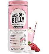 Wonderbelly Maximum Strength Antacid Chewable Tablets, 1000mg Calcium Carbonate, Instant Heartbur...