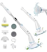 Electric Scrubber for Bathroom, Cordless Shower Cleaning Brush with 7 Replaceable Heads & Extensi...