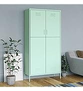 70.9" Tall Metal Wardrobe Cabinet, Steel Clothing Cabinet Storage Cabinets with 2 Doors, 4 Adjust...