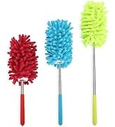 KissDate Microfiber Extendable Hand Dusters Washable Dusting Brush with Telescoping Pole for Clea...