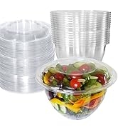 48oz Salad Bowls To-Go with Lids - Crystal Clear Plastic Disposable Salad Containers | Airtight