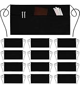 GREEN LIFESTYLE 12 Pack Server Aprons with 3 Pockets - Waist Apron, Waitress Apron for Women and ...