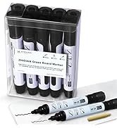 Glass Whiteboard Markers, 2-in-1 Black Premium Double Tip - Bullet & Fine Point, ZHIDIAN Dry Eras...